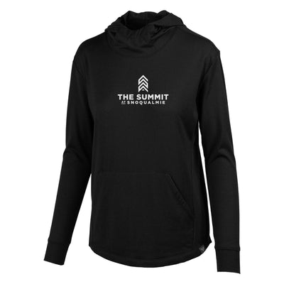 The Summit at Snoqualmie Women's Lightweight Tech Hoody White Chest Logo 