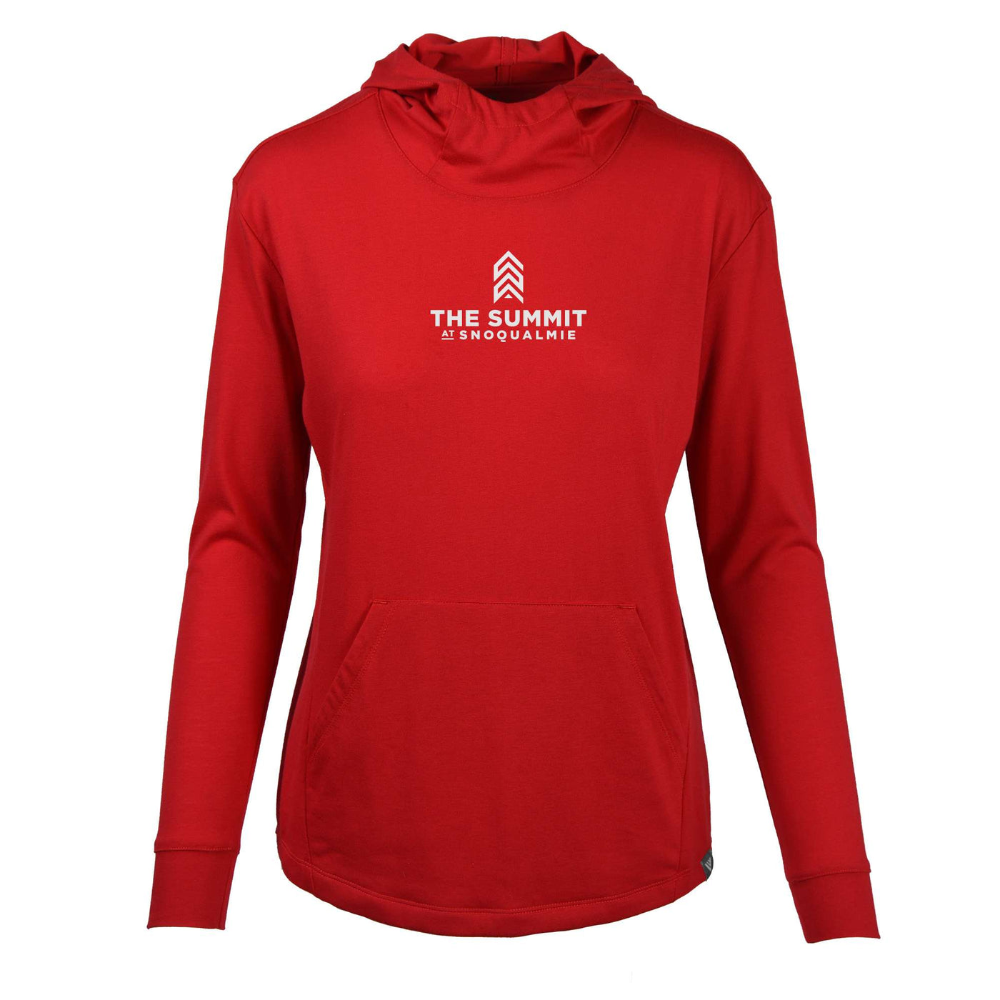 The Summit at Snoqualmie Women's Lightweight Tech Hoody White Chest Logo SOLID FLAME RED