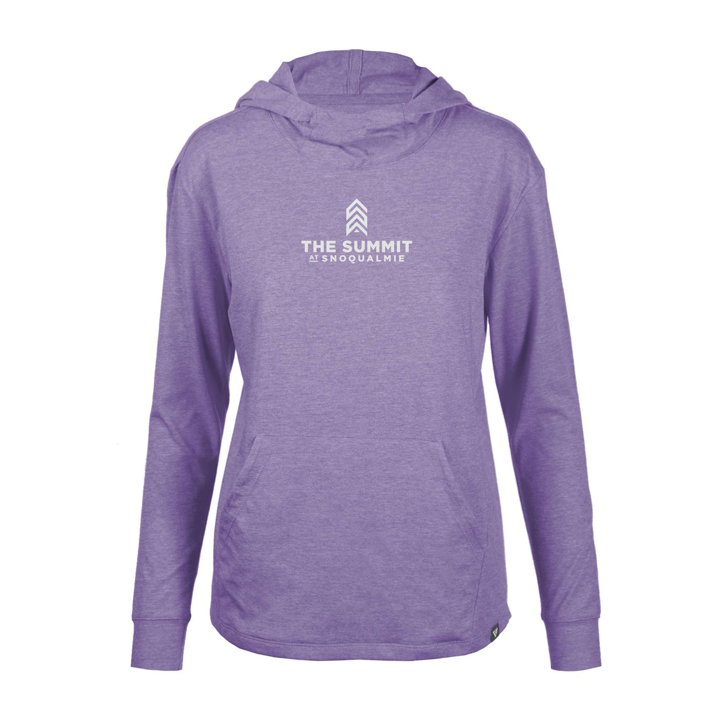 The Summit at Snoqualmie Women's Lightweight Tech Hoody White Chest Logo HEATHER PURPLE REIGN