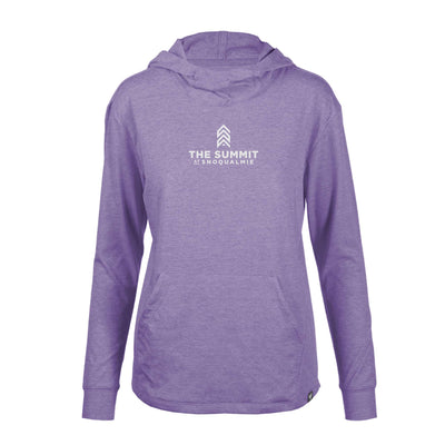 The Summit at Snoqualmie Women's Lightweight Tech Hoody White Chest Logo HEATHER PURPLE REIGN