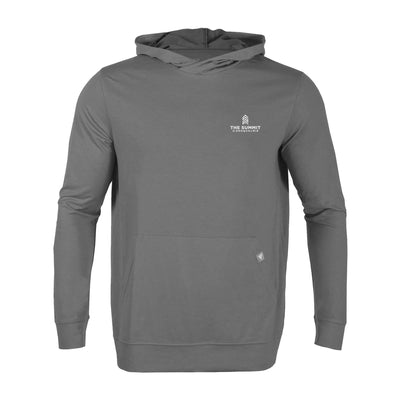 The Summit at Snoqualmie Men's Lightweight Tech Hoody White Small Chest Logo PEBBLE