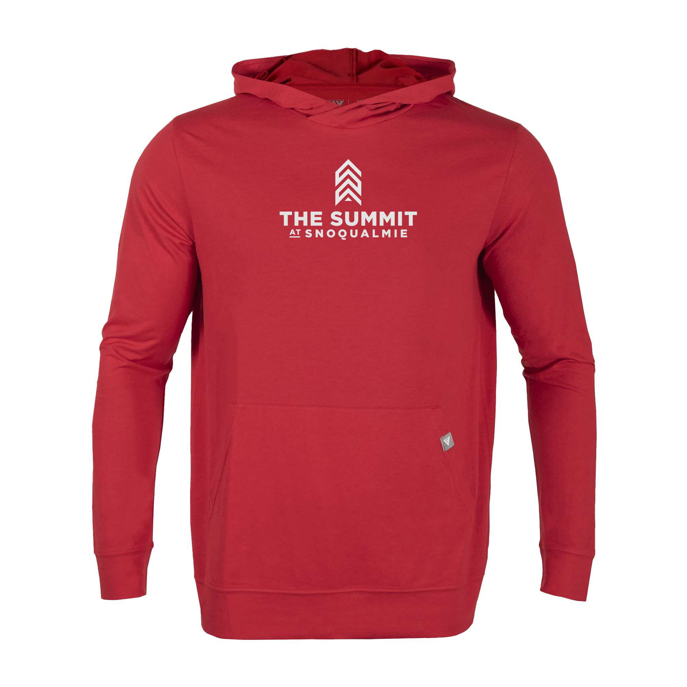 The Summit at Snoqualmie Men's Lightweight Tech Hoody White Chest Logo FLAME RED