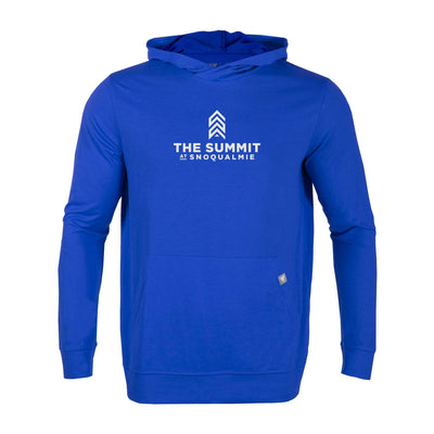 The Summit at Snoqualmie Men's Lightweight Tech Hoody White Chest Logo TEAM ROYAL