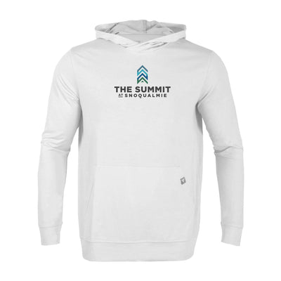 The Summit at Snoqualmie Men's Lightweight Tech Hoody Full Color Chest Logo WHITE