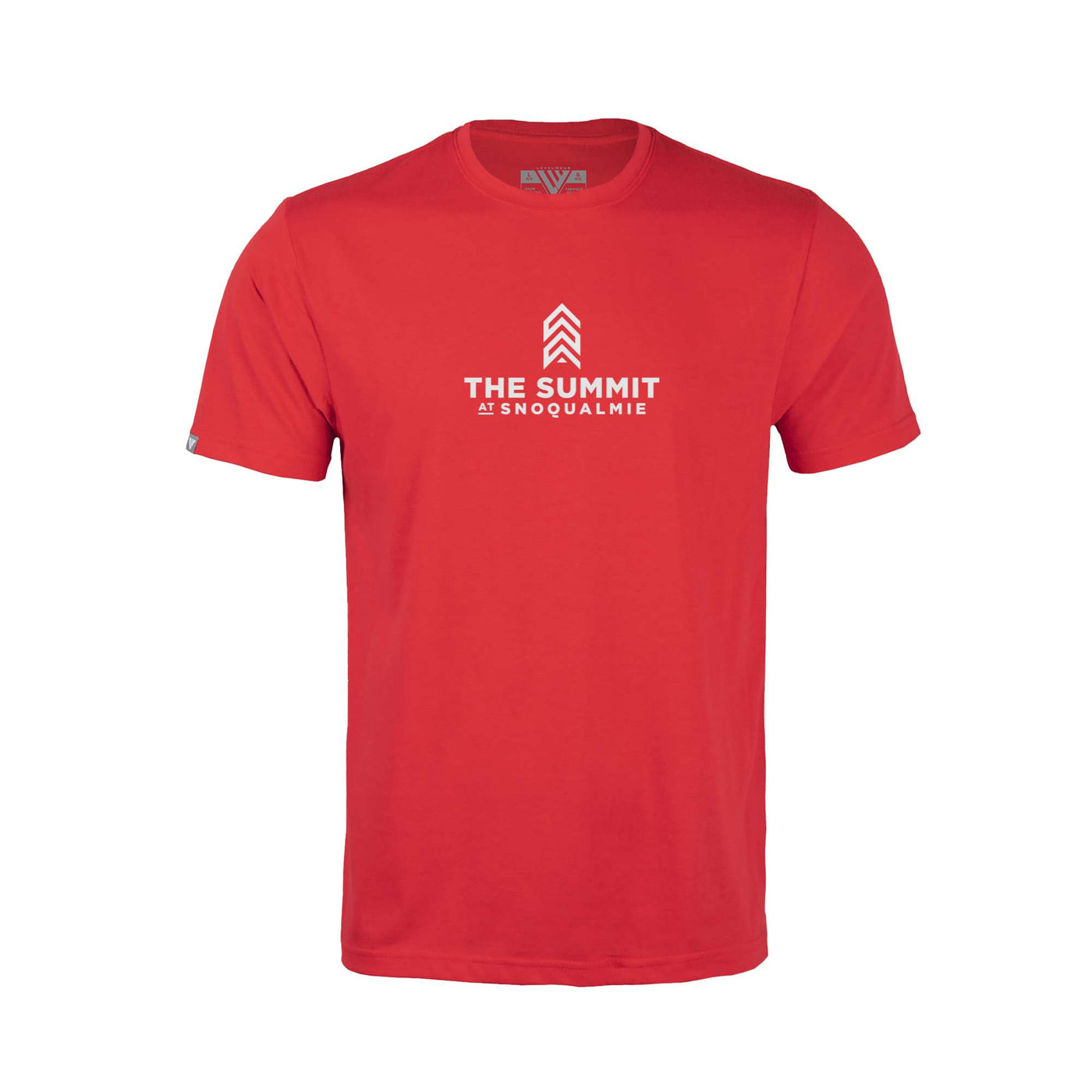 The Summit at Snoqualmie Kid's Classic T-Shirt White Chest Logo SOLID RED