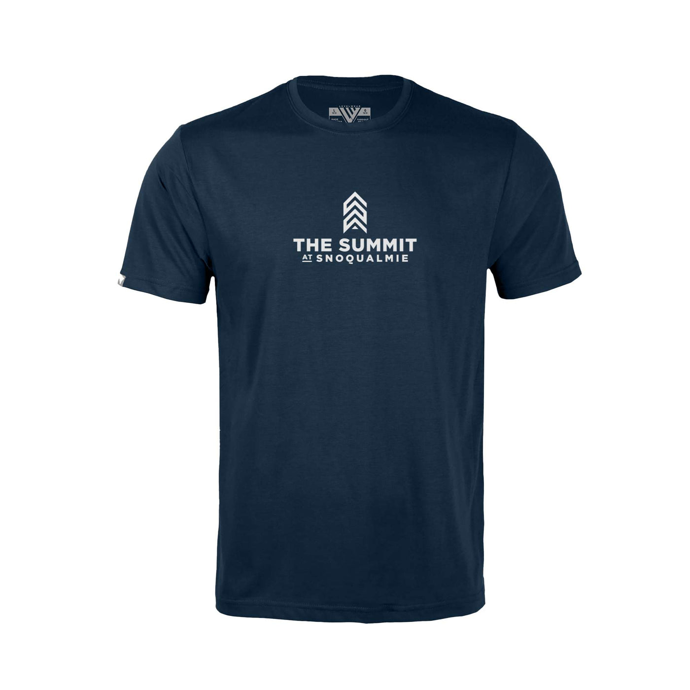 The Summit at Snoqualmie Kid's Classic T-Shirt White Chest Logo SOLID NAVY