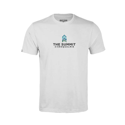 The Summit at Snoqualmie Kid's Classic T-Shirt Full Color Chest Logo WHITE