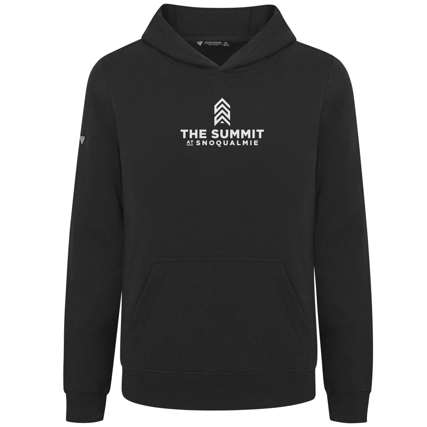 The Summit at Snoqualmie Kid's Hoody White Chest Logo BLACK