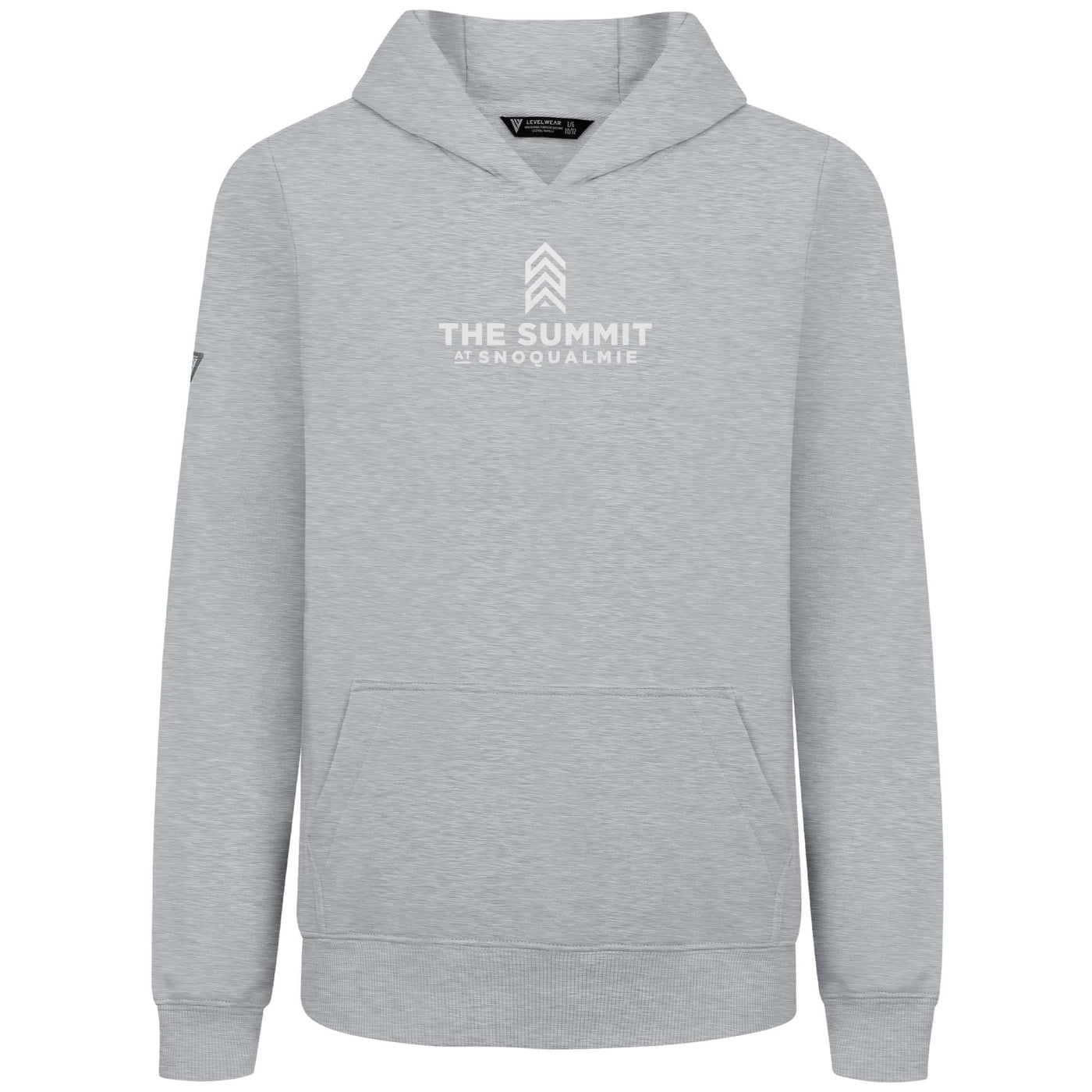 The Summit at Snoqualmie Kid's Hoody White Chest Logo HEATHER PEBBLE