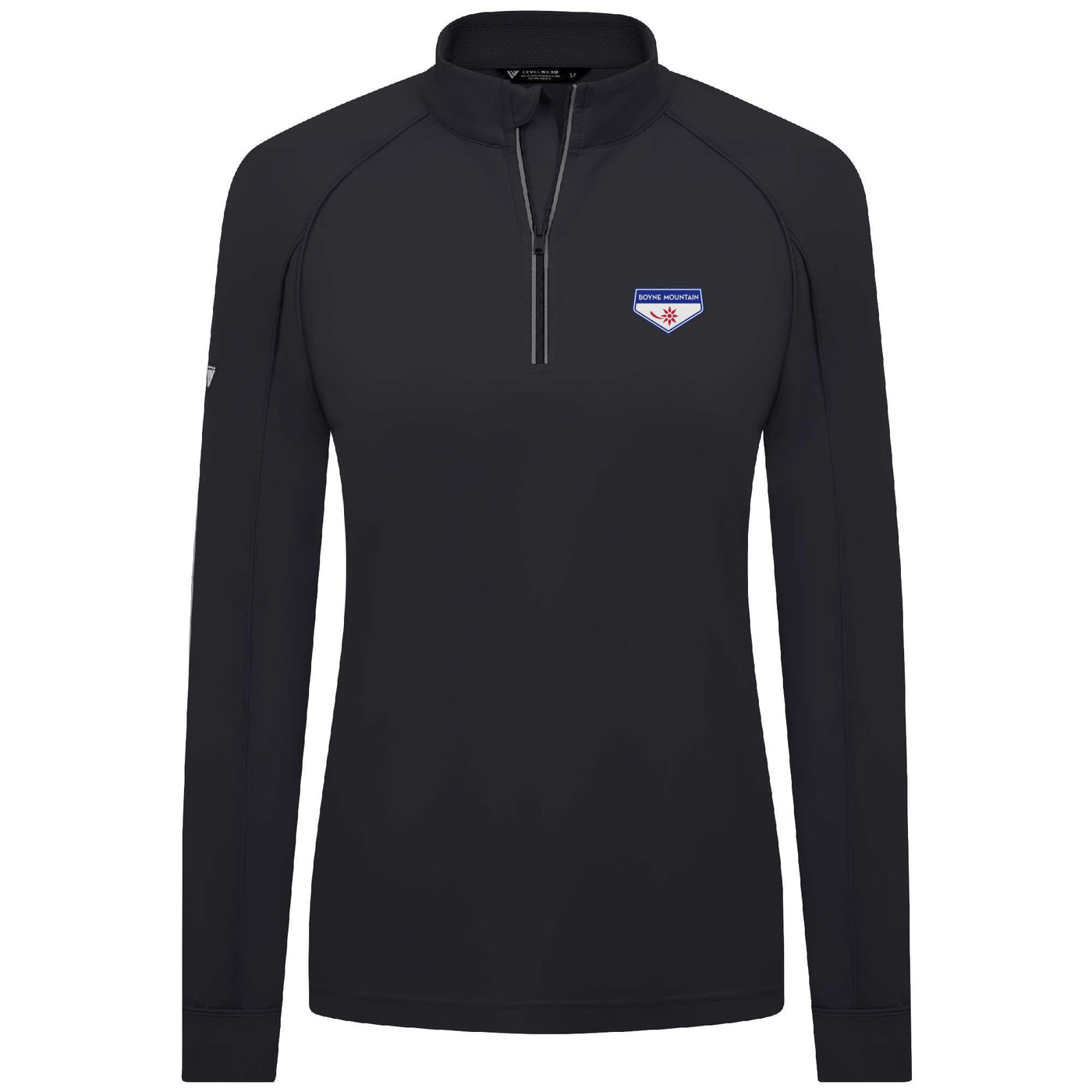 Boyne Mountain Women's Lightweight 1/4 Zip Full Color Small Chest Logo BLACK