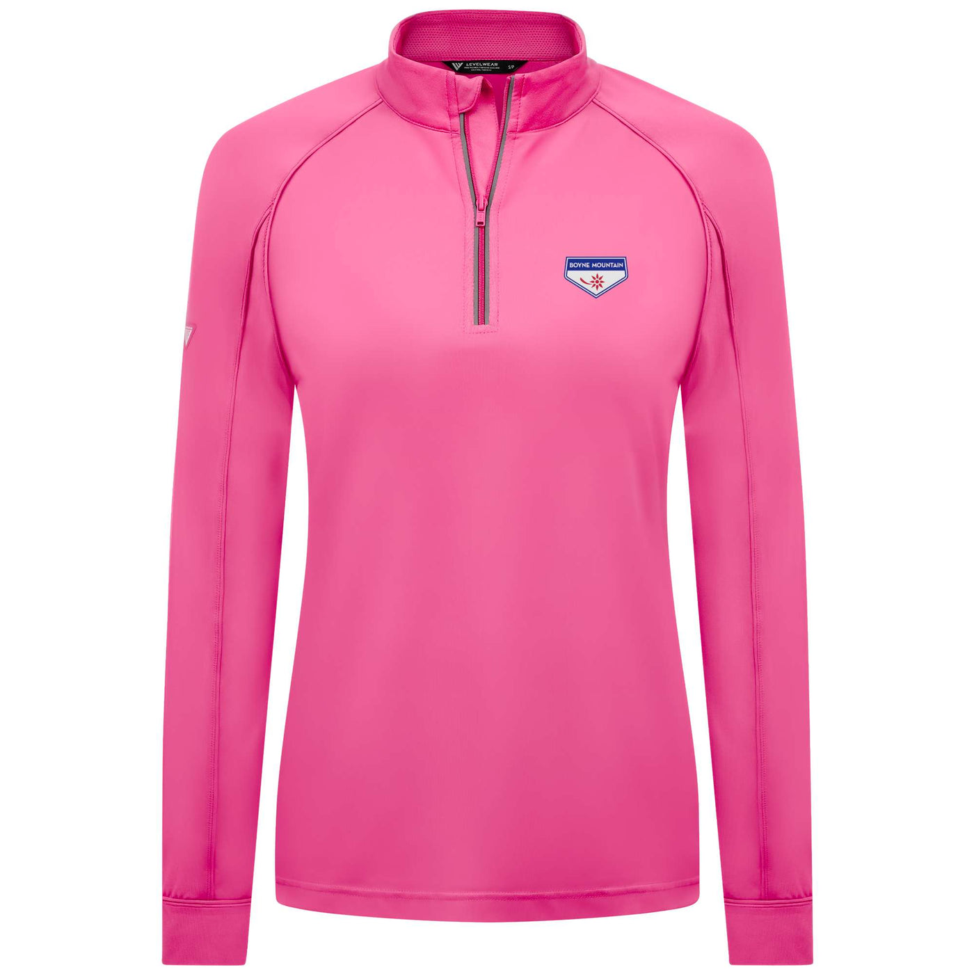 Boyne Mountain Women's Lightweight 1/4 Zip Full Color Small Chest Logo DEEP PINK