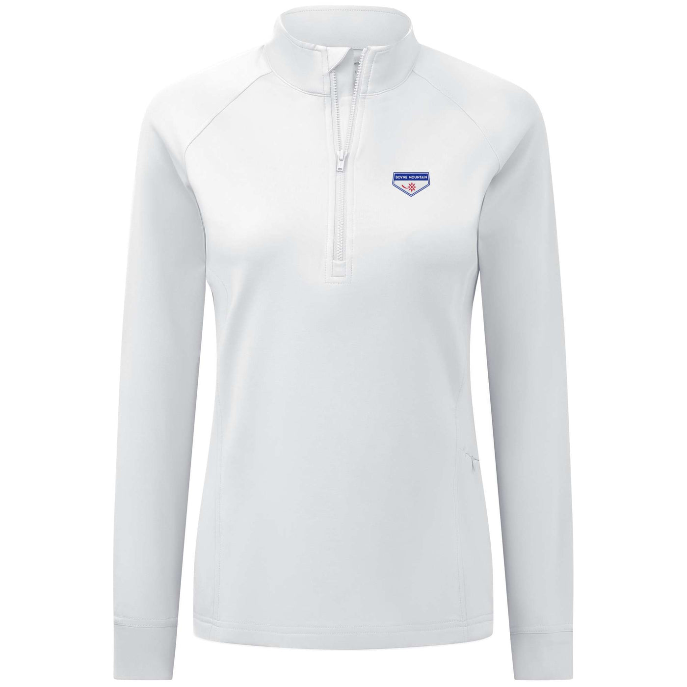 Boyne Mountain Women's Midweight 1/4 Zip Full Color Small Chest Logo WHITE