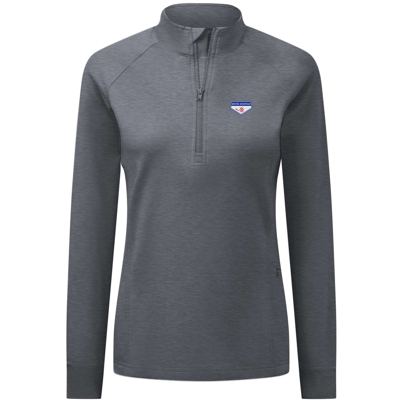 Boyne Mountain Women's Midweight 1/4 Zip Full Color Small Chest Logo HEATHER CHARCOAL