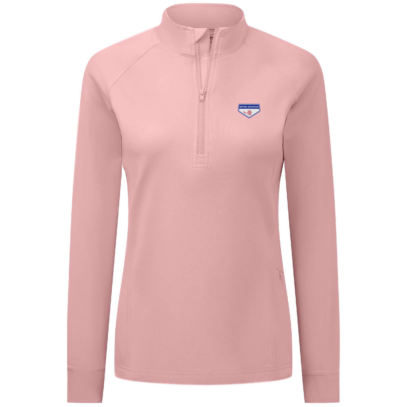 Boyne Mountain Women's Midweight 1/4 Zip Full Color Small Chest Logo MAUVE PINK