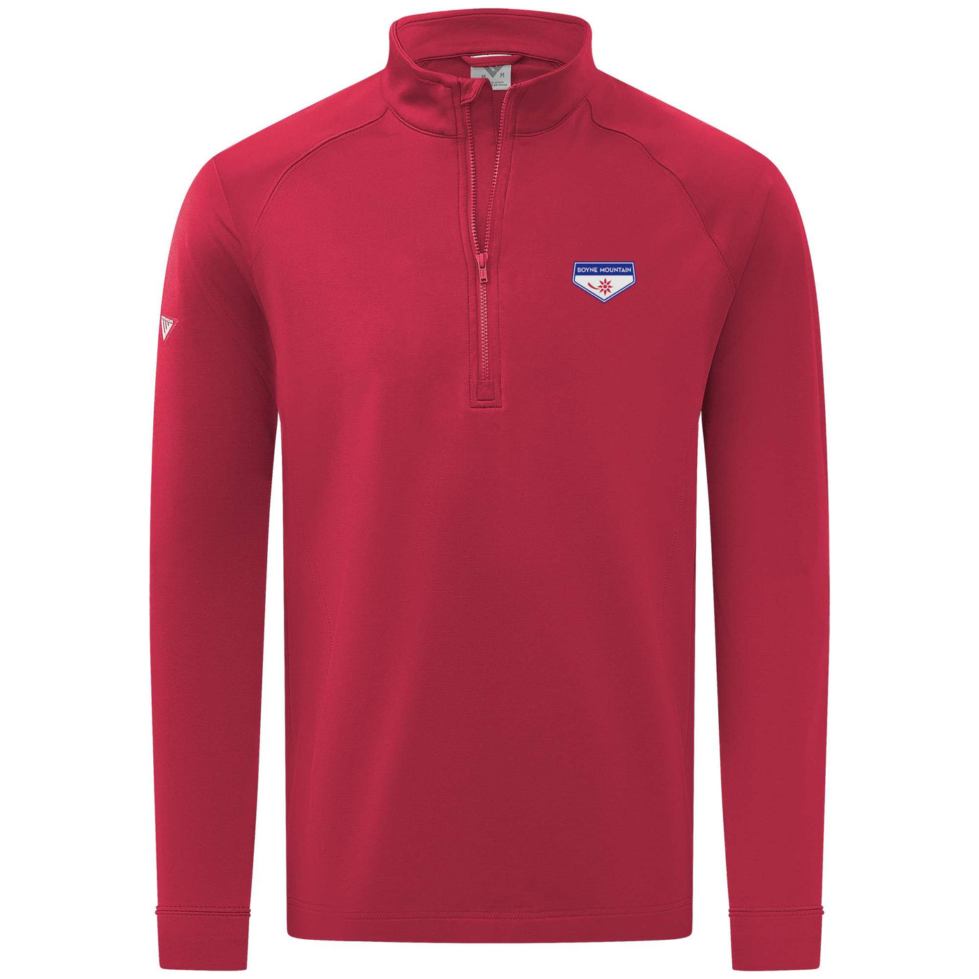 Boyne Mountain Men's Midweight 1/4 Zip Full Color Small Chest Logo FLAME RED