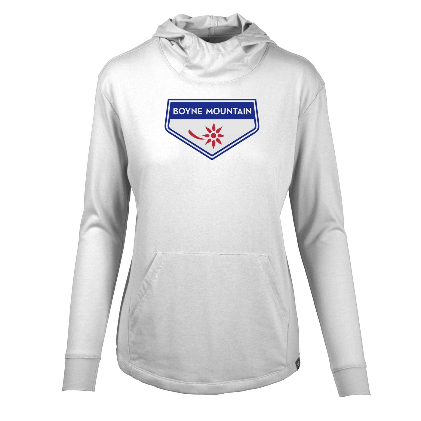 Boyne Mountain Women's Lightweight Tech Hoody Full Color Chest Logo WHITE