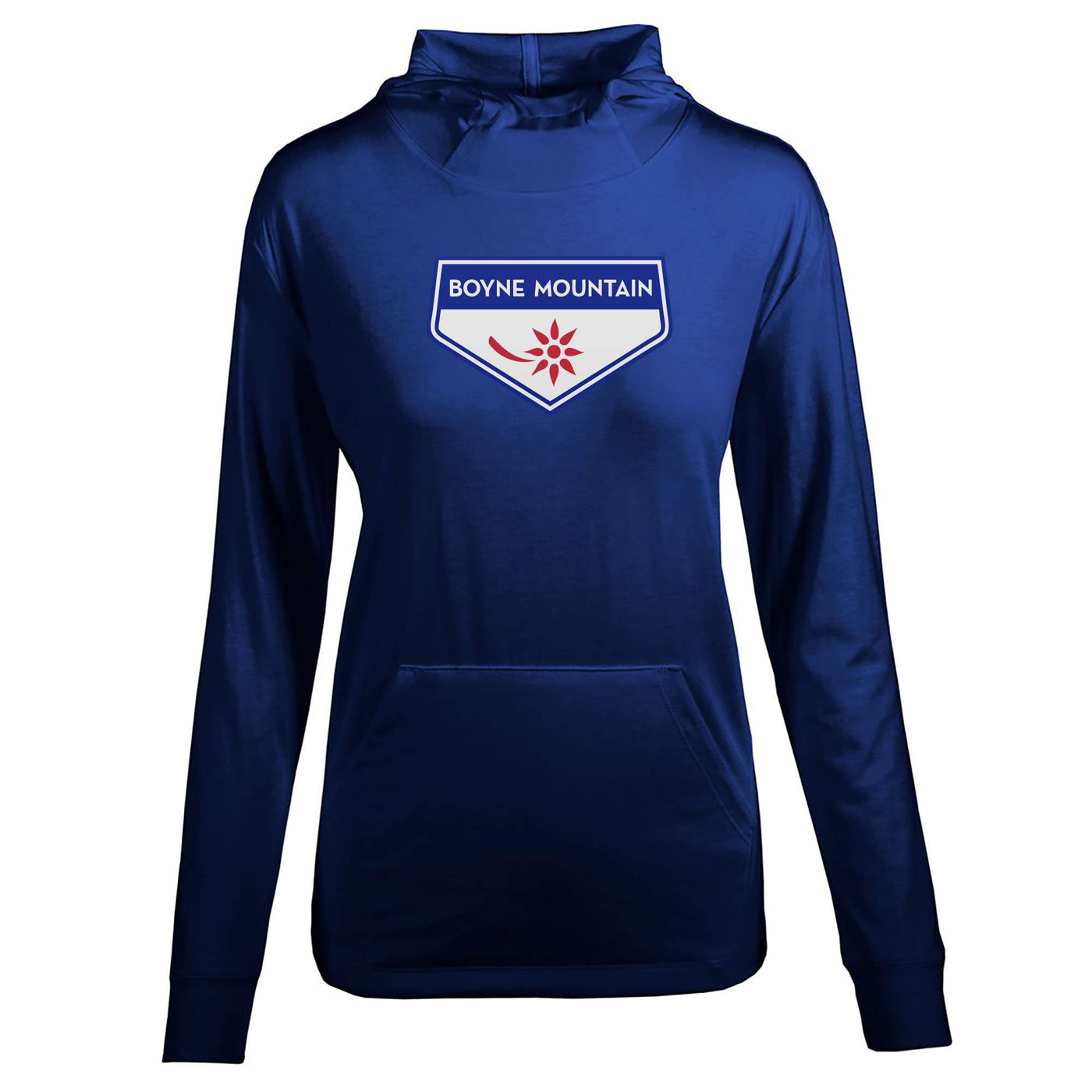 Boyne Mountain Women's Lightweight Tech Hoody Full Color Chest Logo TEAM ROYAL