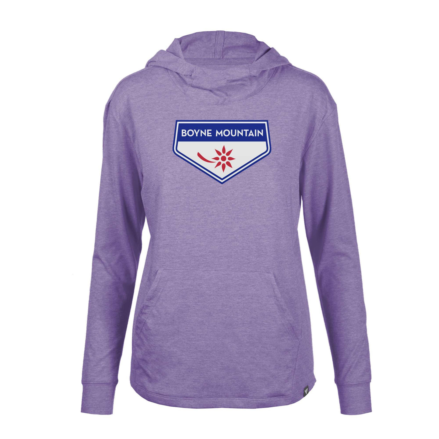 Boyne Mountain Women's Lightweight Tech Hoody Full Color Chest Logo HEATHER PURPLE REIGN