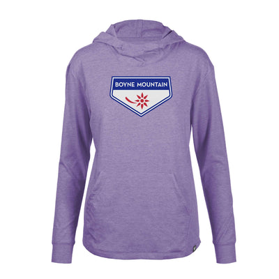 Boyne Mountain Women's Lightweight Tech Hoody Full Color Chest Logo HEATHER PURPLE REIGN