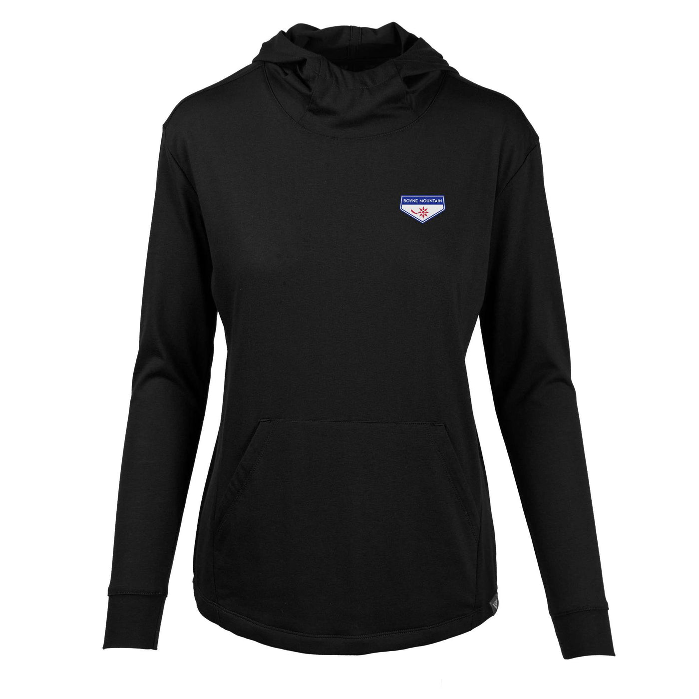 Boyne Mountain Women's Lightweight Tech Hoody Full Color Small Chest Logo BLACK