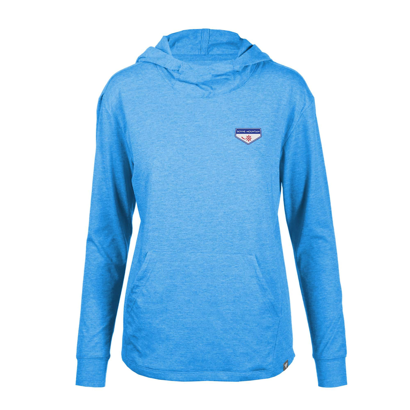 Boyne Mountain Women's Lightweight Tech Hoody Full Color Small Chest Logo HEATHER BLUE ORCHID