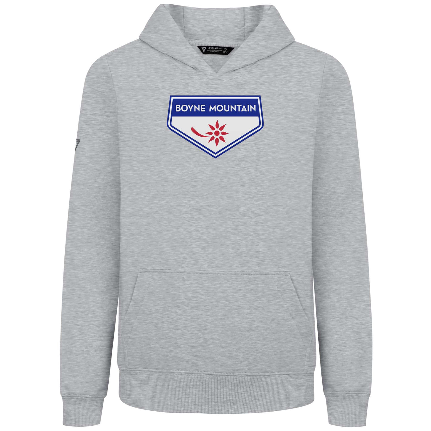 Boyne Mountain Kid's Hoody Full Color Chest Logo HEATHER PEBBLE