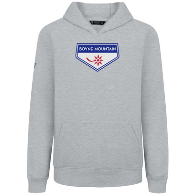 Boyne Mountain Kid's Hoody Full Color Chest Logo HEATHER PEBBLE