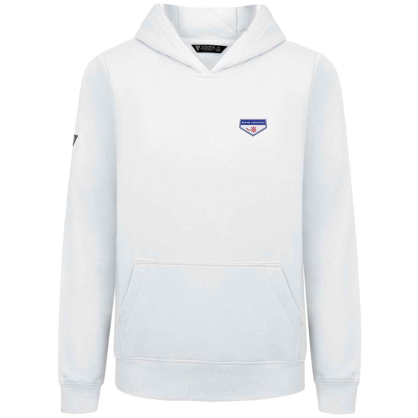 Boyne Mountain Kid's Hoody Full Color Small Chest Logo WHITE