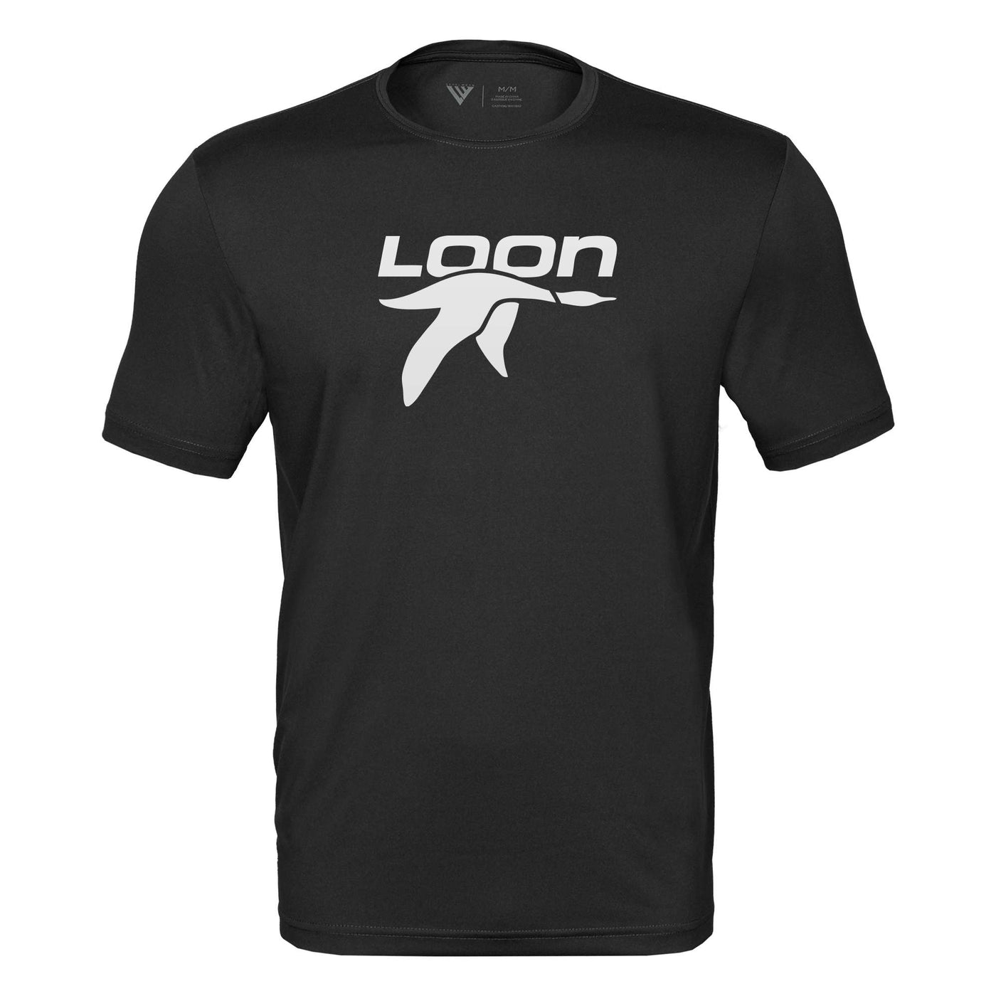 Loon Mountain Tech T-Shirt White Chest Logo BLACK