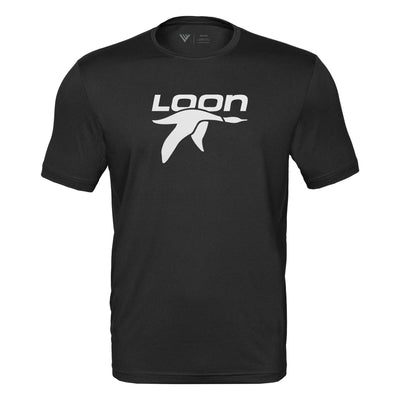 Loon Mountain Tech T-Shirt White Chest Logo BLACK