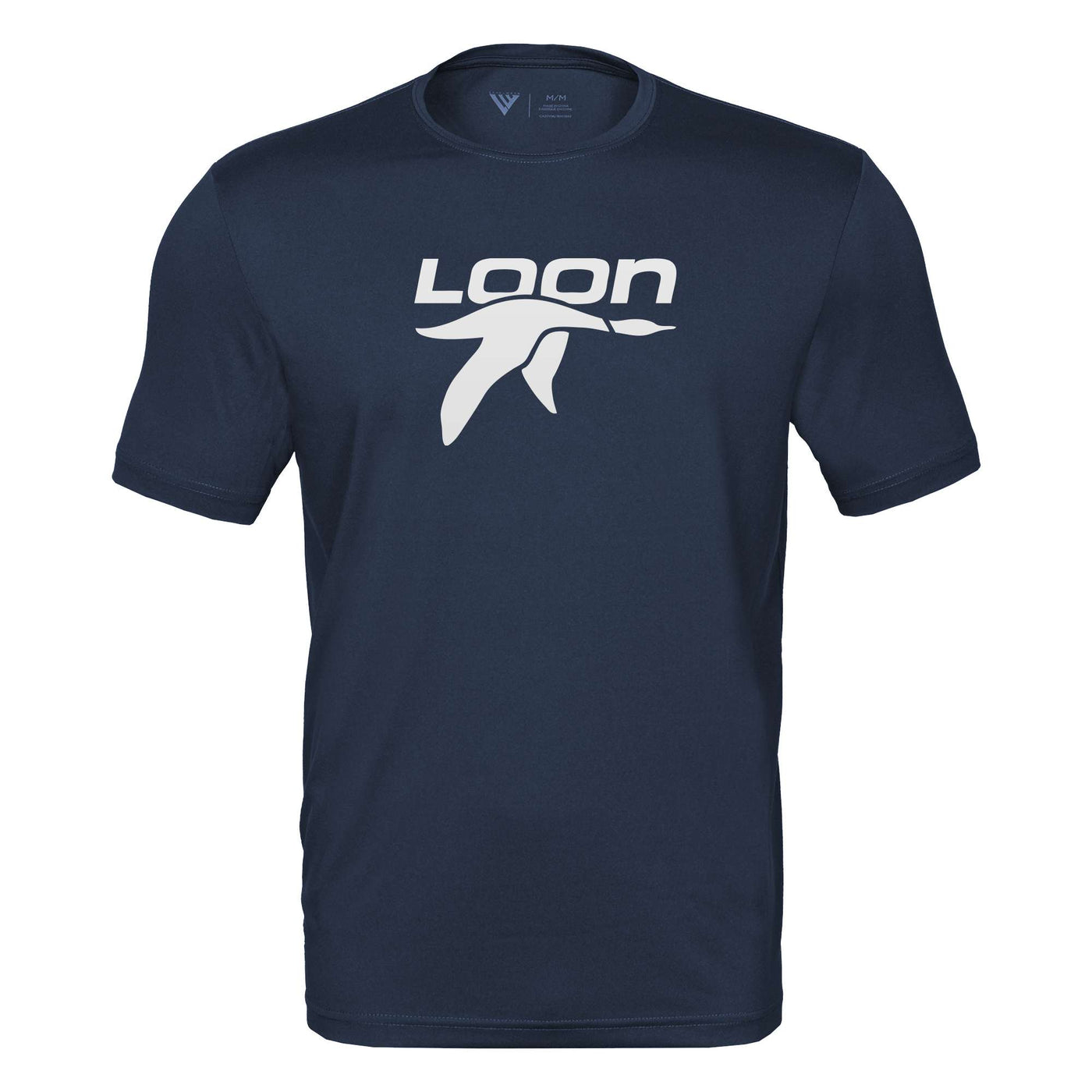 Loon Mountain Tech T-Shirt White Chest Logo NAVY