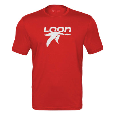 Loon Mountain Tech T-Shirt White Chest Logo FLAME RED