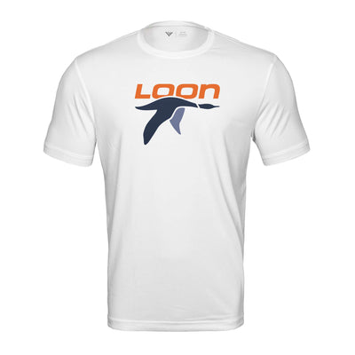 Loon Mountain Tech T-Shirt Full Color Chest Logo WHITE