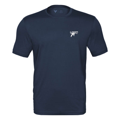 Loon Mountain Tech T-Shirt White Small Chest Logo NAVY