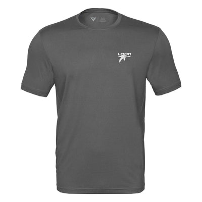 Loon Mountain Tech T-Shirt White Small Chest Logo CHARCOAL