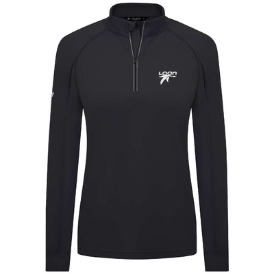 Loon Mountain Women's Lightweight 1/4 Zip White Small Chest Logo BLACK