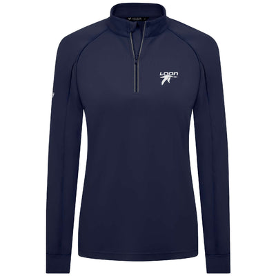 Loon Mountain Women's Lightweight 1/4 Zip White Small Chest Logo NAVY