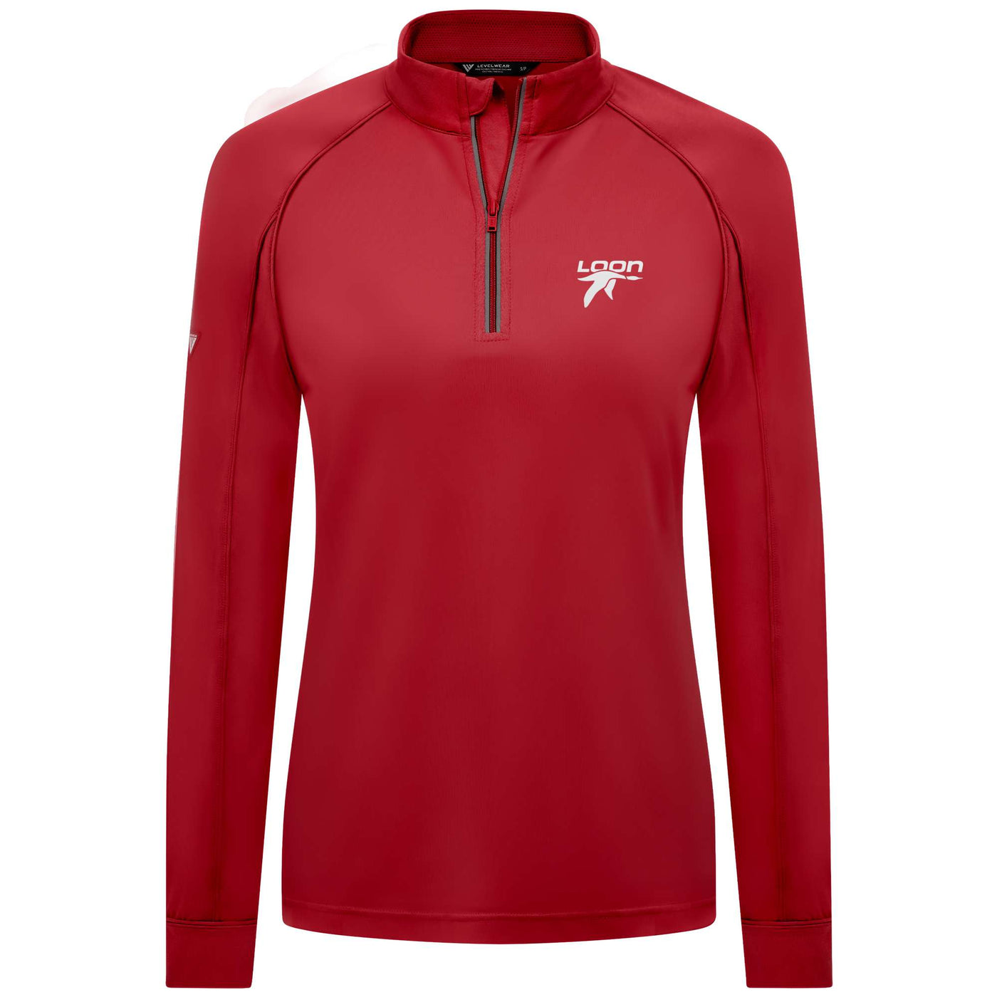 Loon Mountain Women's Lightweight 1/4 Zip White Small Chest Logo FLAME RED