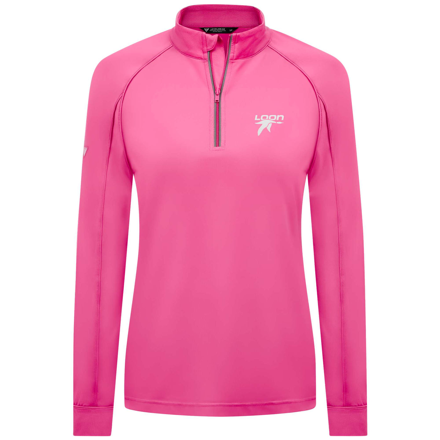 Loon Mountain Women's Lightweight 1/4 Zip White Small Chest Logo DEEP PINK