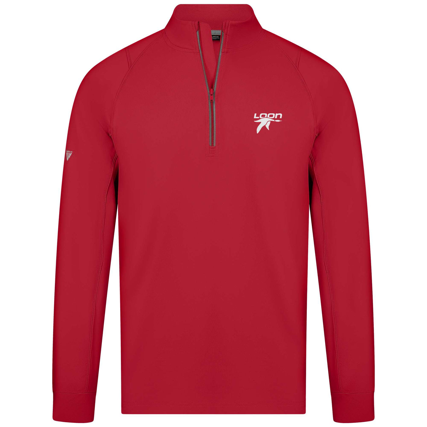 Loon Mountain Men's Lightweight 1/4 Zip White Small Chest Logo FLAME RED