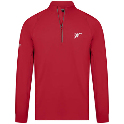 Loon Mountain Men's Lightweight 1/4 Zip White Small Chest Logo FLAME RED