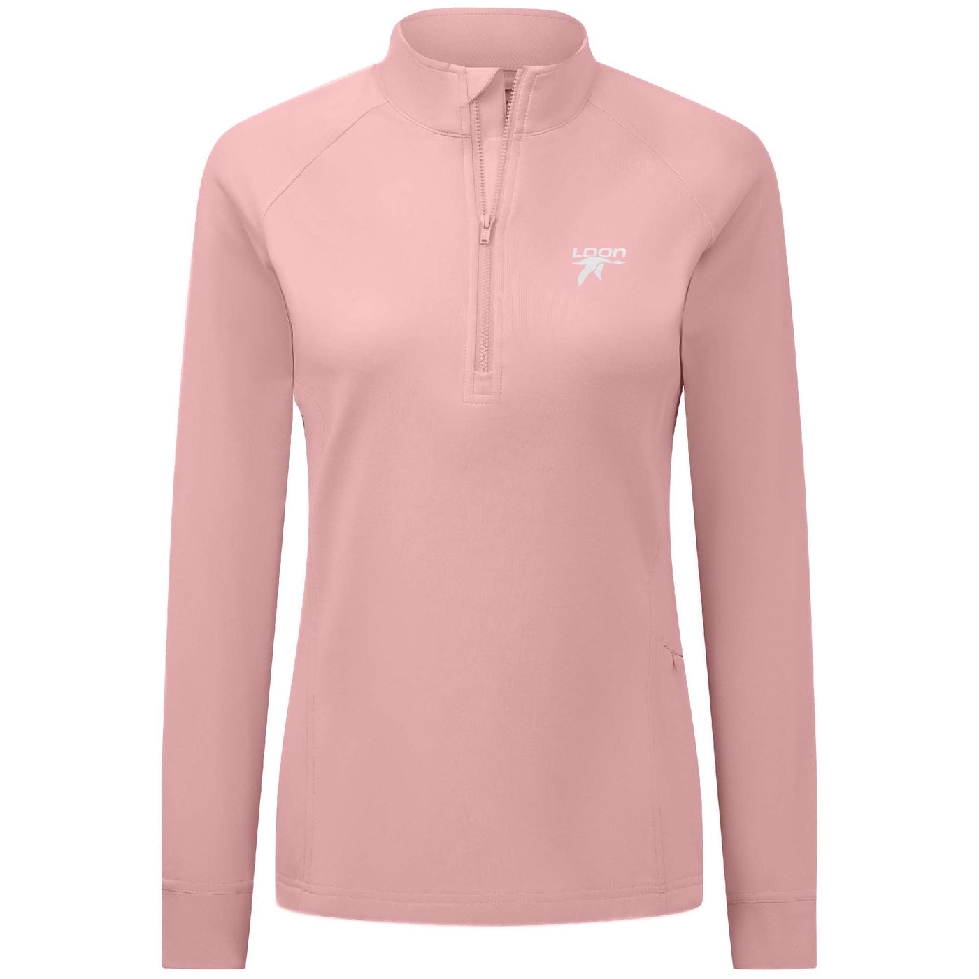 Loon Mountain Women's Midweight 1/4 Zip White Small Chest Logo MAUVE PINK