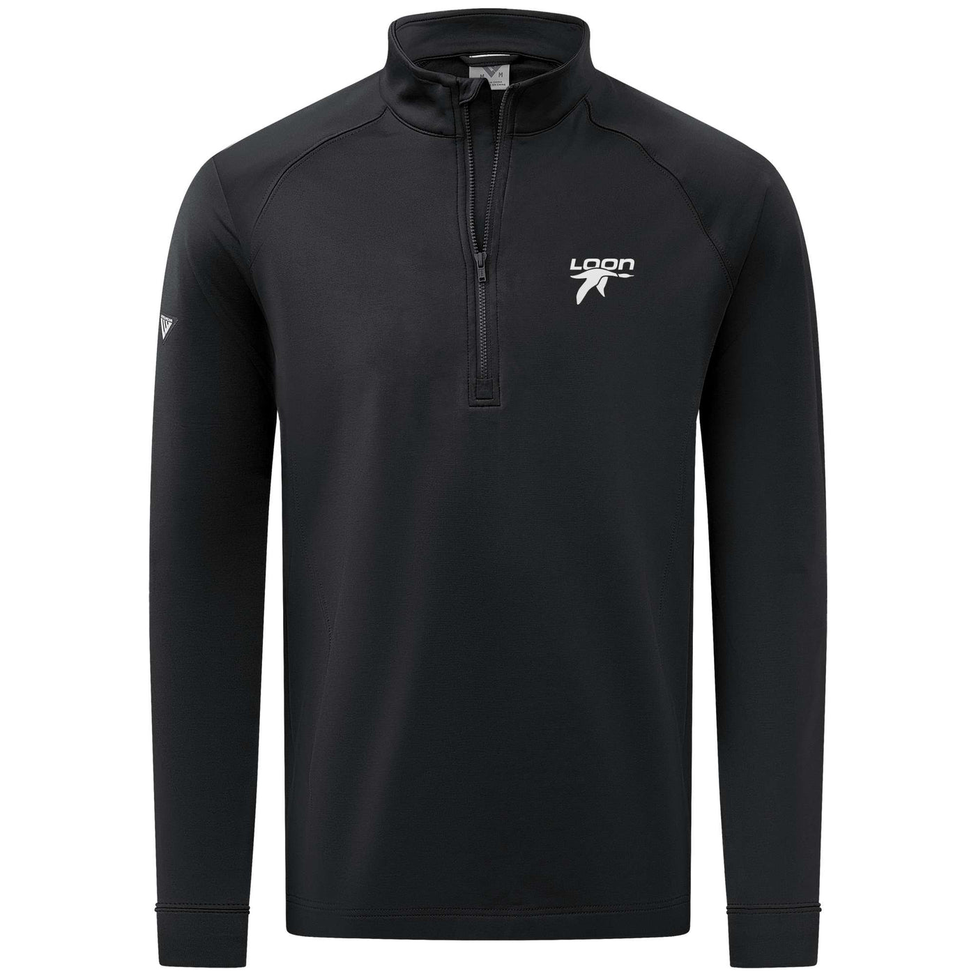 Loon Mountain Men's Midweight 1/4 Zip White Small Chest Logo BLACK