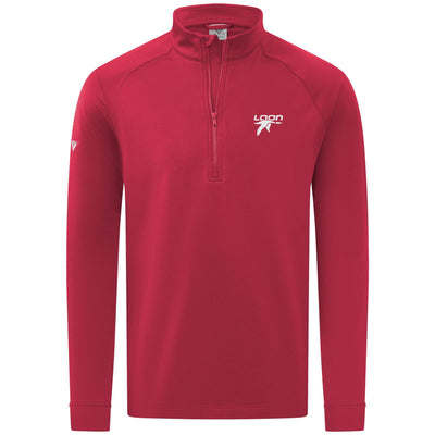 Loon Mountain Men's Midweight 1/4 Zip White Small Chest Logo FLAME RED