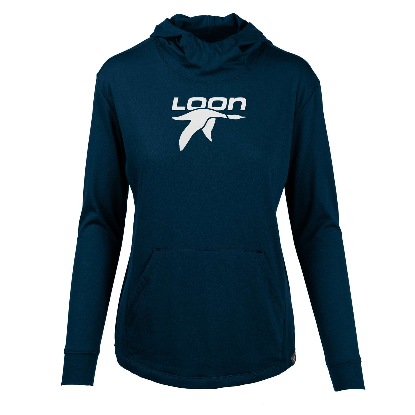 Loon Mountain Women's Lightweight Tech Hoody White Chest Logo SOLID NAVY