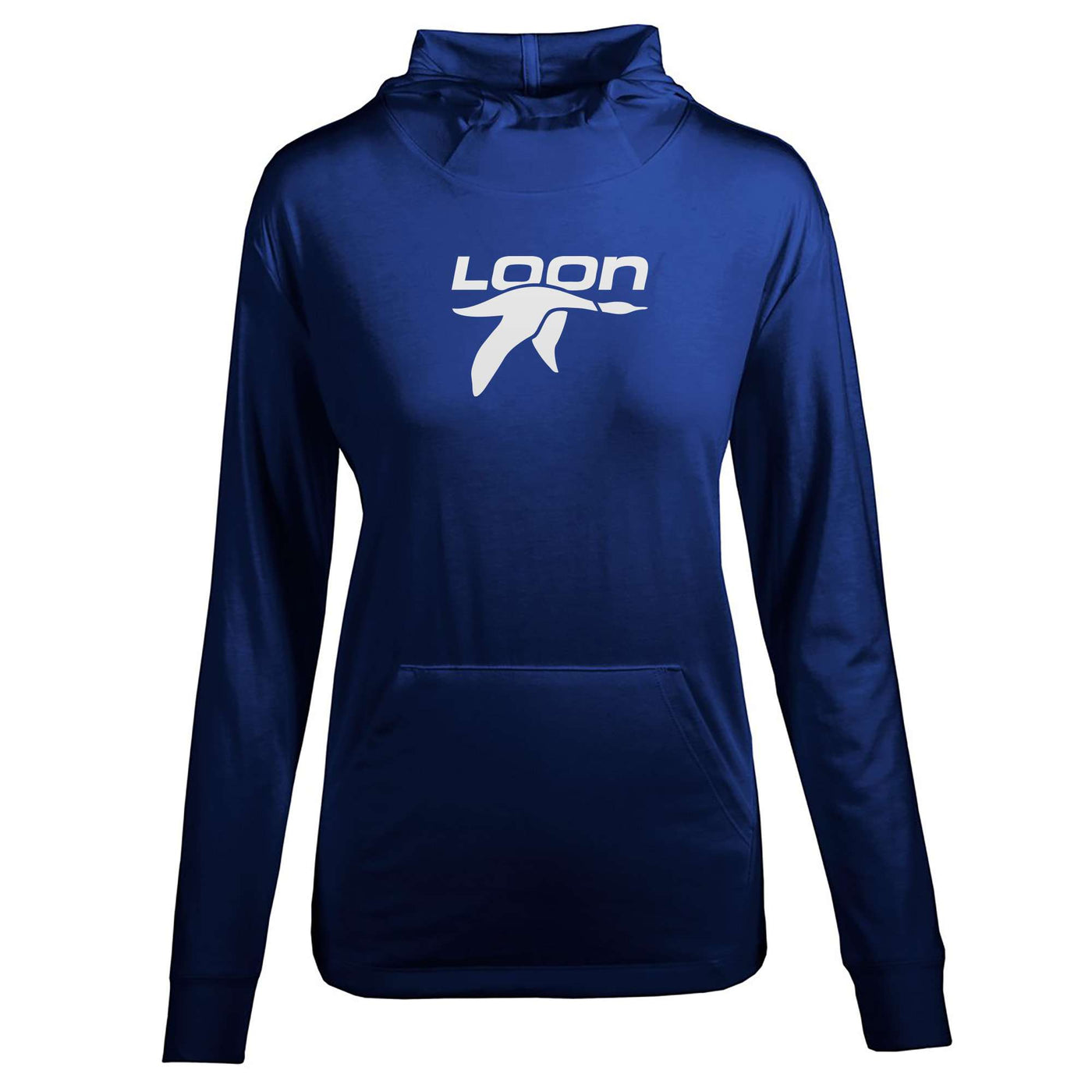 Loon Mountain Women's Lightweight Tech Hoody White Chest Logo TEAM ROYAL