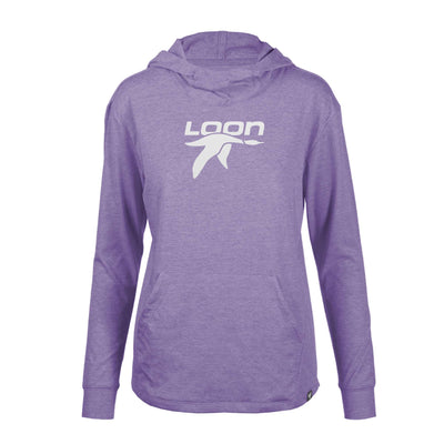 Loon Mountain Women's Lightweight Tech Hoody White Chest Logo HEATHER PURPLE REIGN