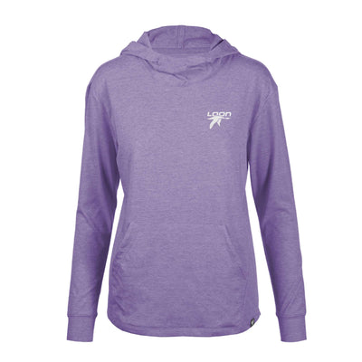 Loon Mountain Women's Lightweight Tech Hoody White Small Chest Logo HEATHER PURPLE REIGN