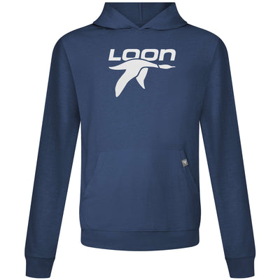 Loon Mountain Men's Lightweight Tech Hoody White Chest Logo NAVY