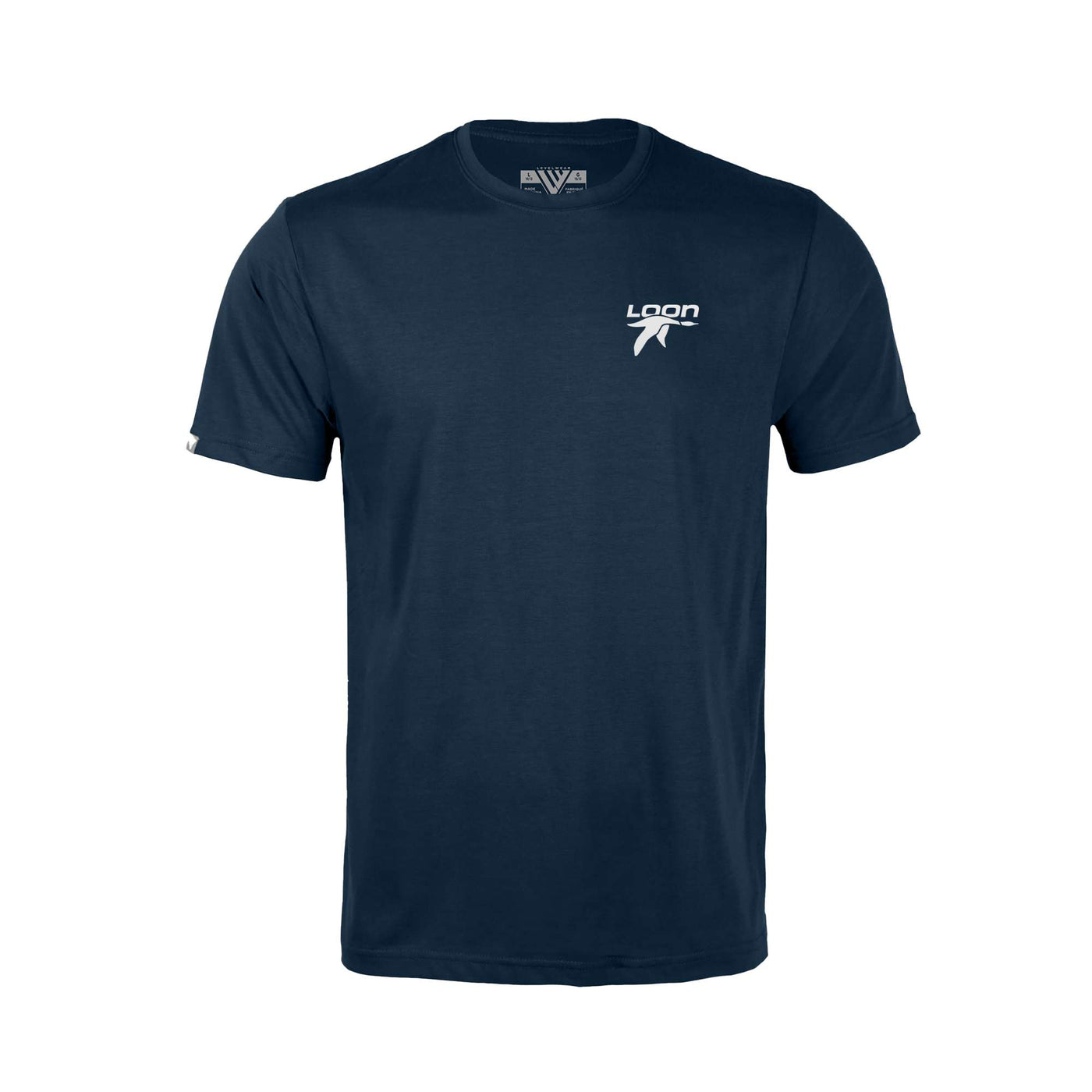 Loon Mountain Kid's Classic T-Shirt White Small Chest Logo SOLID NAVY